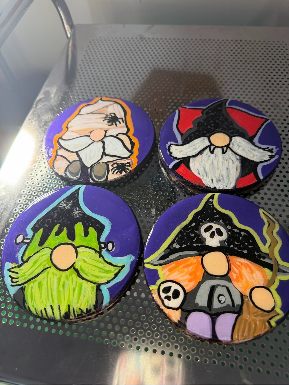 Hand-Painted Halloween Gnome Wall Art - Purple Background